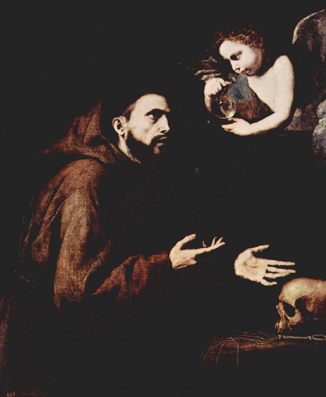 Jose de Ribera Der Hl Franz von Assisi und der Engel mit der Wasserflasche France oil painting art